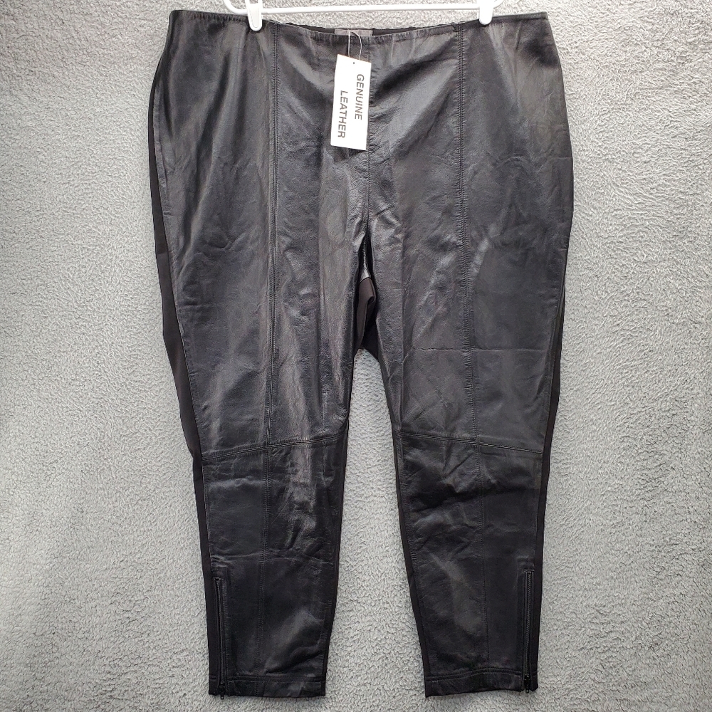 Jessica London Black Genuine Leather Pants